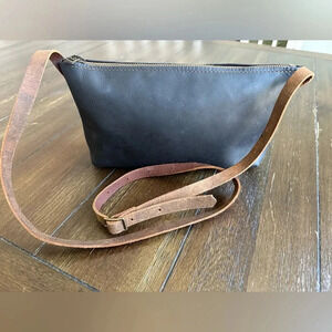 In blue hand made bag